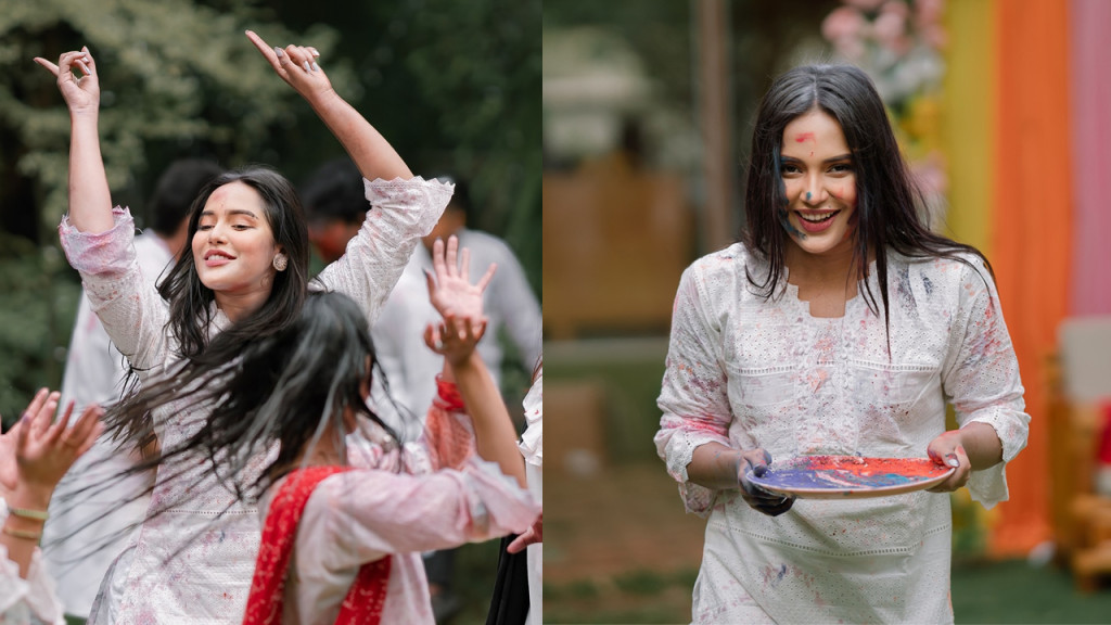 রং খেলায় মেতে উঠলেন সামিরা খান মাহি