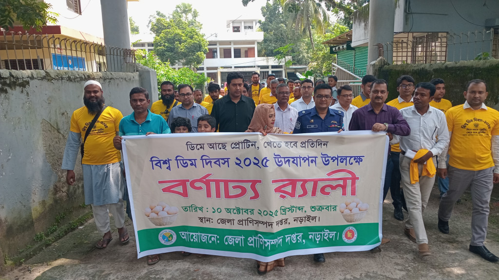 ‘প্রতিদিন একটিমাত্র ডিম, শরীর থাকবে সুস্থ-সবল’-নড়াইলে বিশ্ব ডিম দিবস উদযাপন
