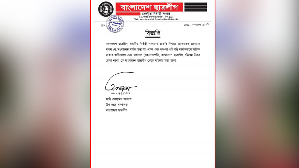 মদ কেনাবেচায় সম্পৃক্ততা, ছাত্রলীগ নেতা বহিষ্কার