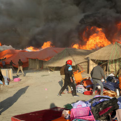 ভারতে কুম্ভ মেলায় বিস্ফোরণের পর ভয়াবহ আগুন