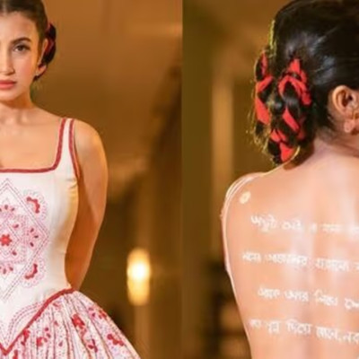 ভিন্নধর্মী পোশাকে নজর কাড়লেন মনামী